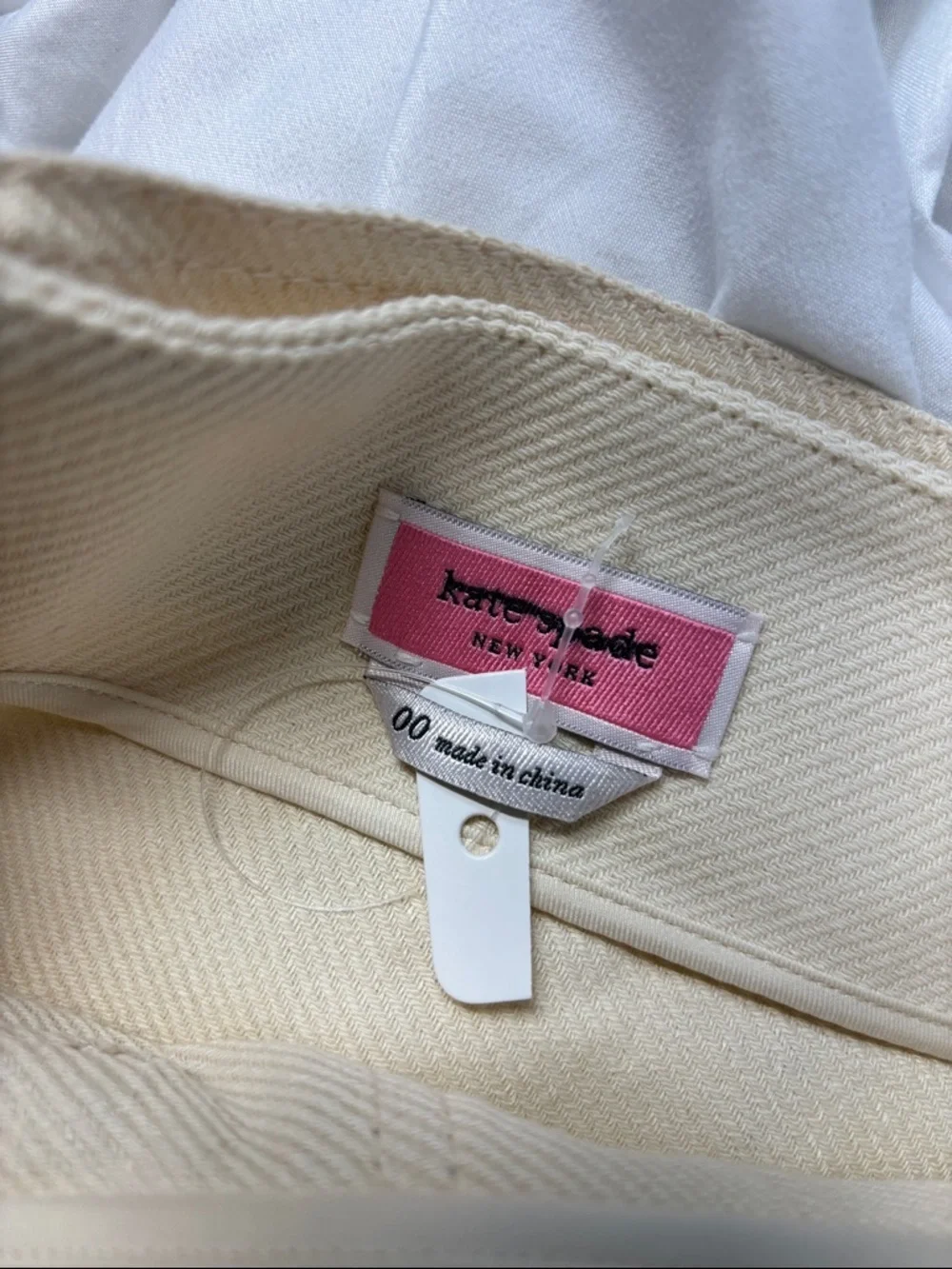 kate spade Luxe Cream Button-Front High Waist linnen blend  twill Skirt withBelt